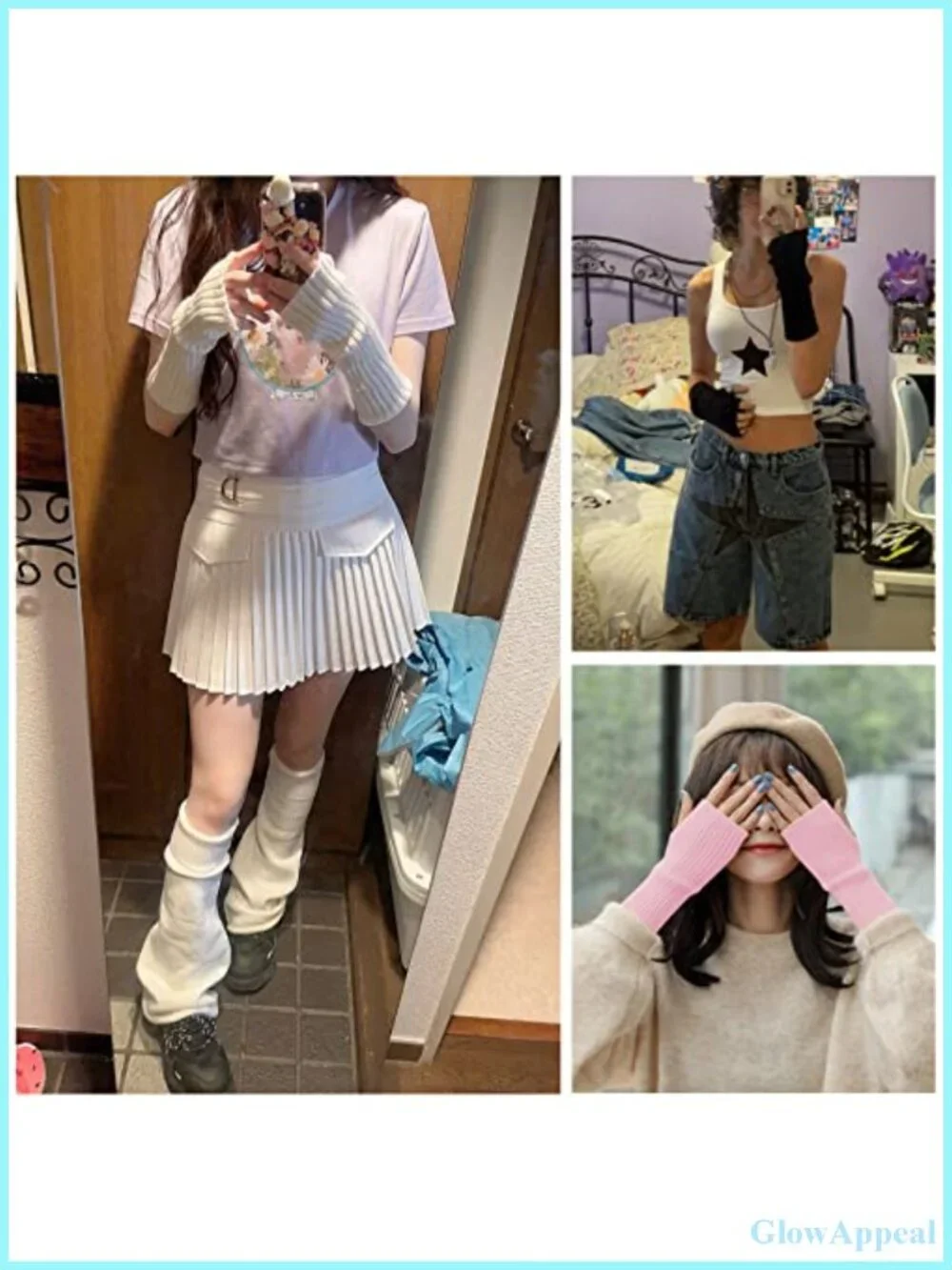 Women's Knit Arm Warmers Fingerless Gloves with Thumb Hole Winter Accessory